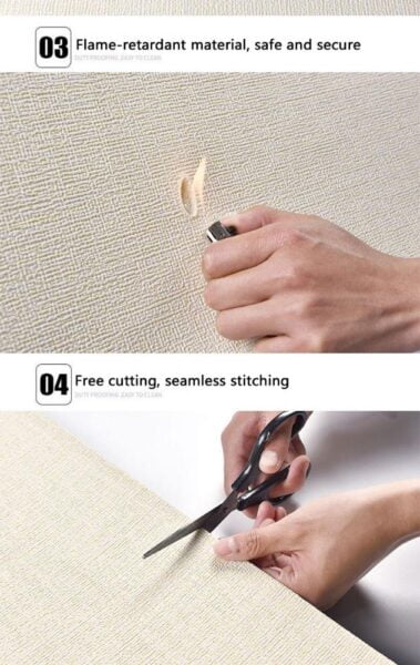 3D White Color Wallpaper Thickened Moisture-Proof Waterproof Bedroom Kitchen Living Room Home Decoration Wall Sticker
