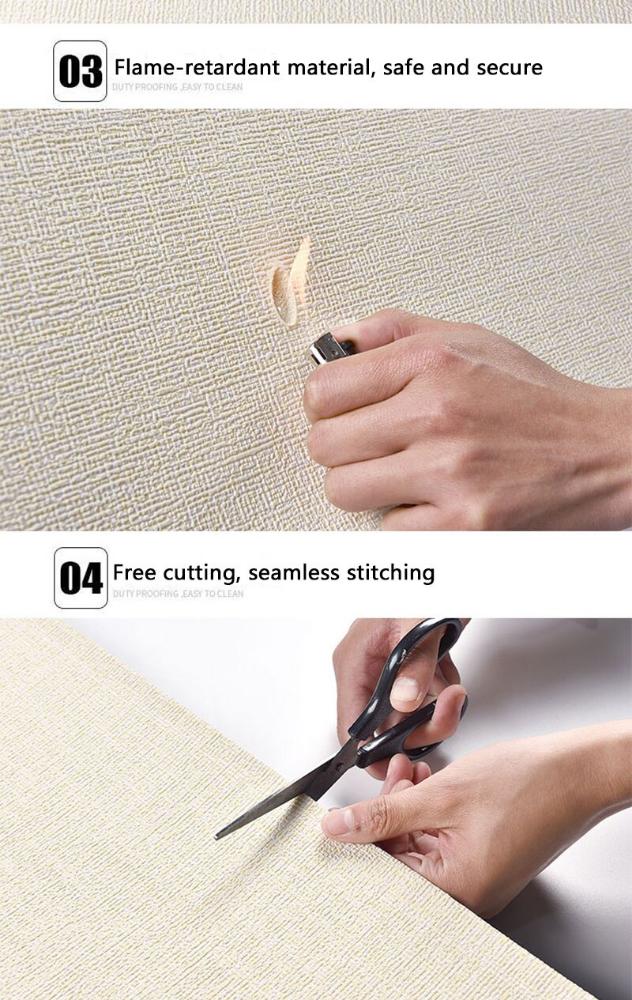 3D White Color Wallpaper Thickened Moisture-Proof Waterproof Bedroom Kitchen Living Room Home Decoration Wall Sticker