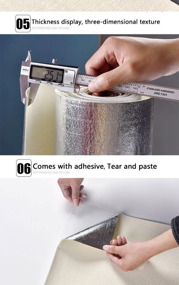 3D White Color Wallpaper Thickened Moisture-Proof Waterproof Bedroom Kitchen Living Room Home Decoration Wall Sticker