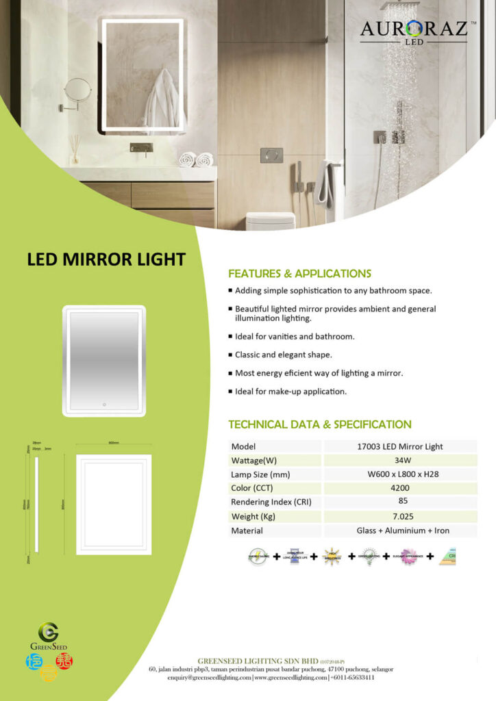 Gs Lighting LED Bathroom Vanity Mirror Light Frameless Rectangle 600mm