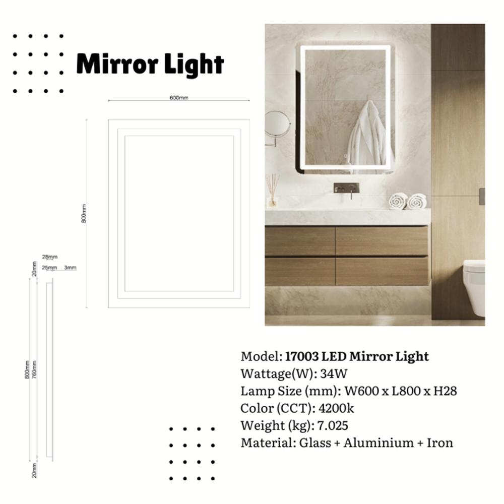 Gs Lighting LED Bathroom Vanity Mirror Light Frameless Rectangle 600mm
