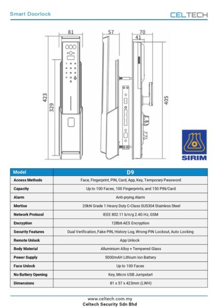 D9 3D Facial Recognition Smart Lock