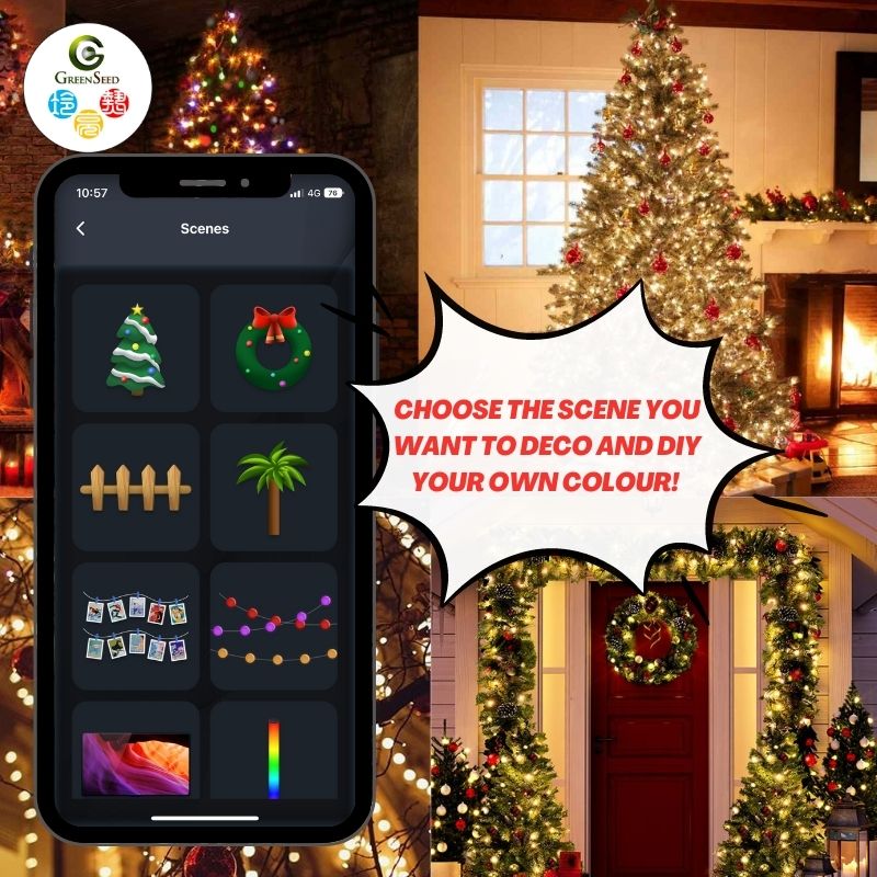 Gs Lighting USB Smart Fairy Strings Light, Rainbow Light Christmas LED 10Meter with APP, USB and Remote Control