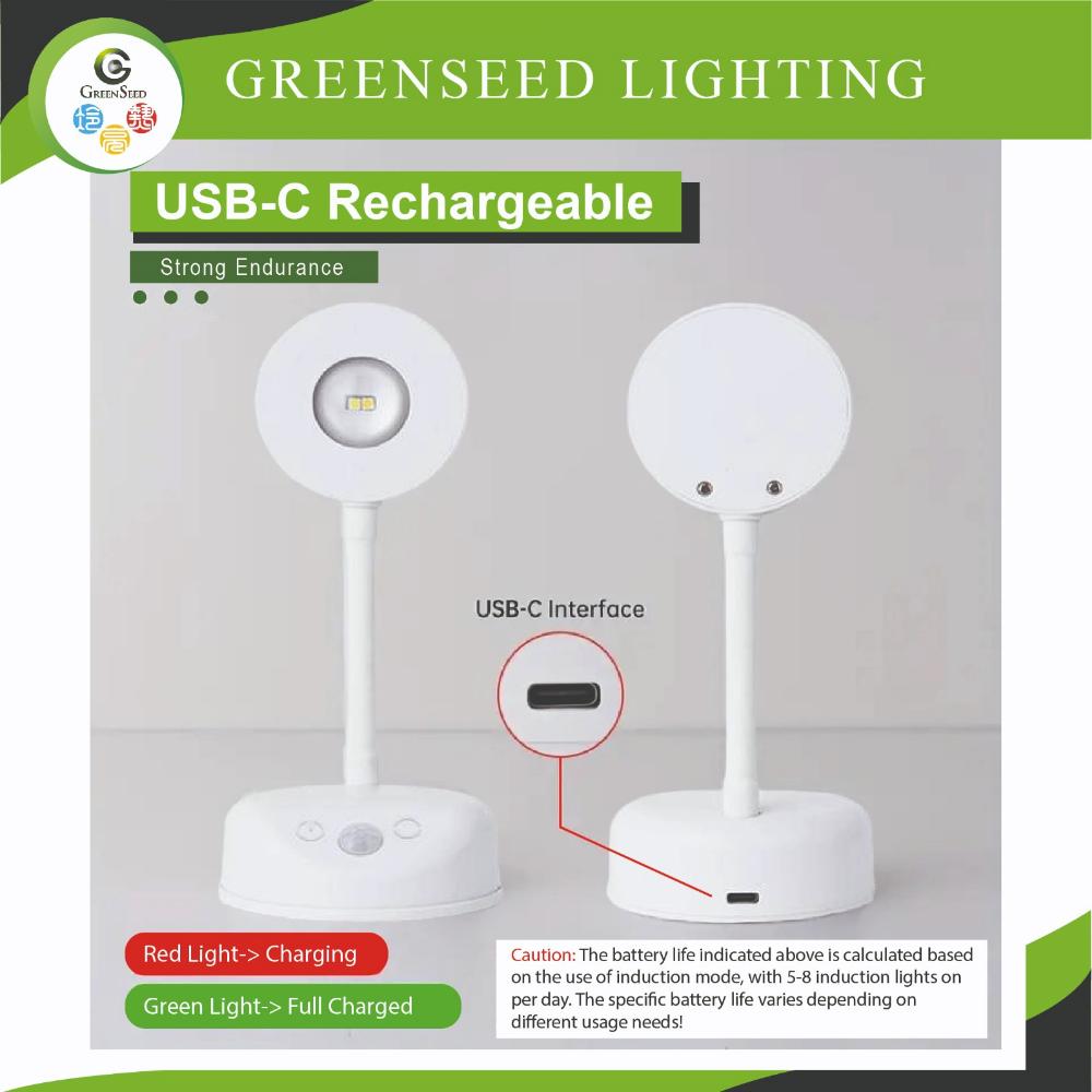 LED Motion Sensor Wall Light Spotlight Wireless USB Rechargeable 3 Colors Adjustable For Bedroom